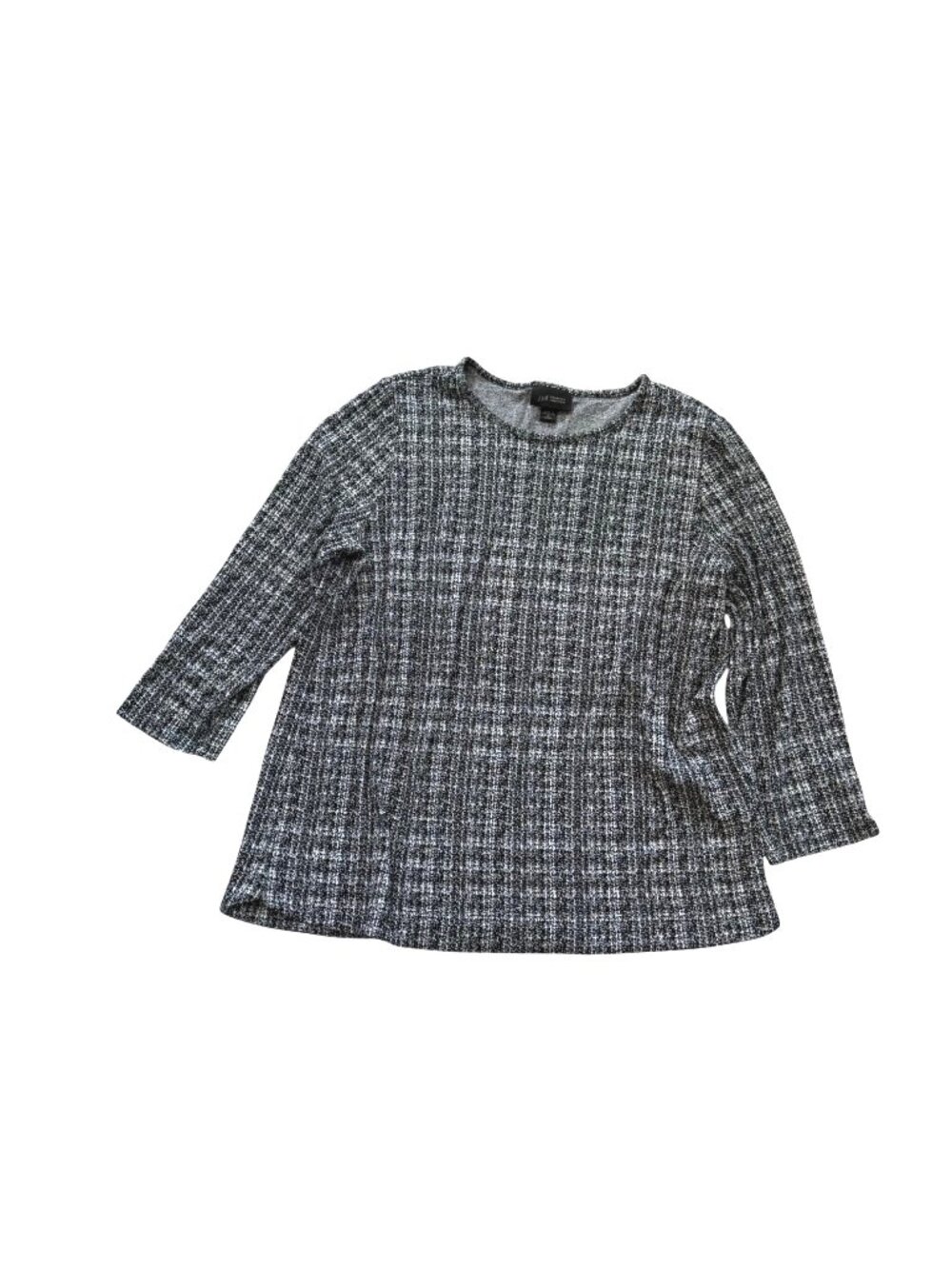 J. Jill Women's Knit Top Sz MP Lightweight Everyday Wear Stretch Black Plaid